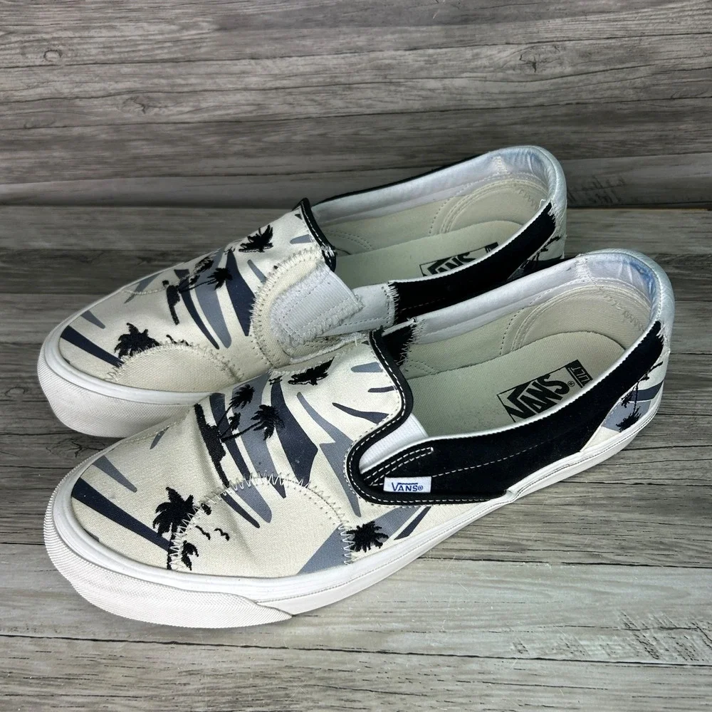 Vans Classic Slip-On LX  Bricolage Palm Tree Sneaker Lo Canvas Shoe Mens 13